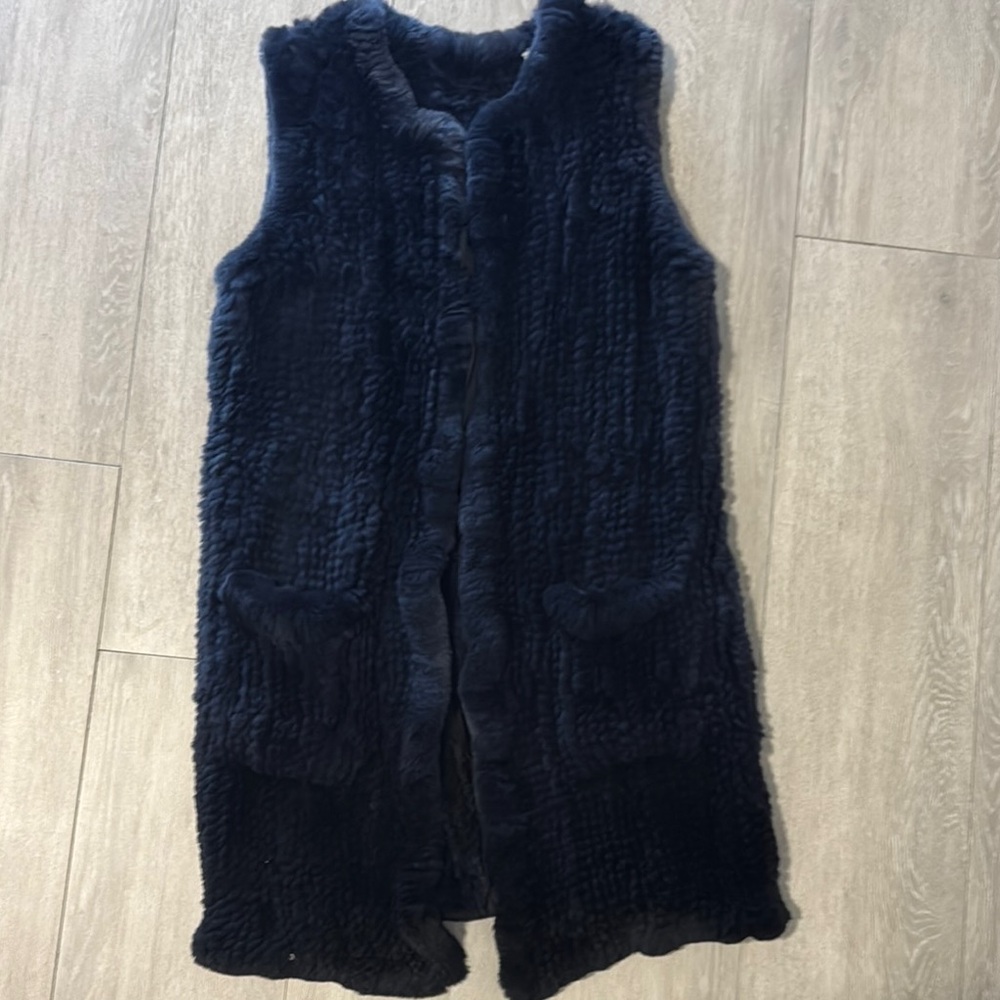 Elie Tahari Black Fur Vest